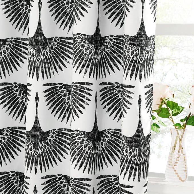 KGORGE Blackout Curtains Bird Pattern 52" W x 108" L Black 2 Panels | Privacy - Image 6