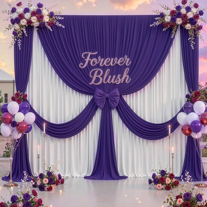 30 ft x 10 ft Wrinkle Free Purple Backdrop Curtain - Image 9
