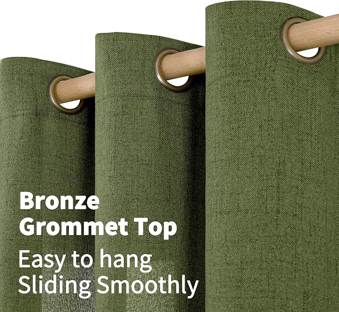 YoungsTex Olive Linen Curtains 48 Inch Length 2 Panels - Image 6