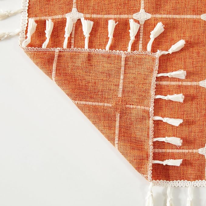 RoomTalks Orange Boho Farmhouse Curtains - Image 6