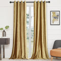 BULBUL Velvet Gold Grommet Blackout Curtains 63 inch by ModernShinyVelvetCurtains