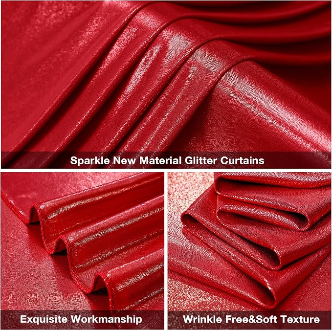 10x10FT Red Sequin Backdrop Curtain - Image 6