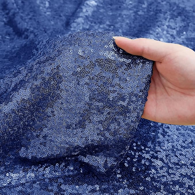 Sugargirl Navy Sequin Backdrop Curtain 3 Panels 2FTx8FT Glitter Navy Background - Image 4