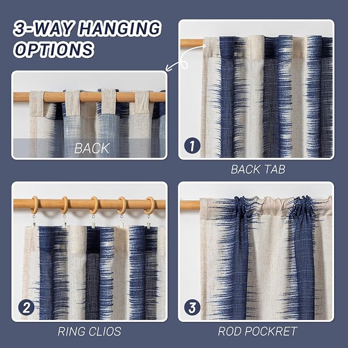 MYSKY HOME Navy Blue Curtains 95 Inch Length 2 Panels Set, Soft Touch Semi - Image 4