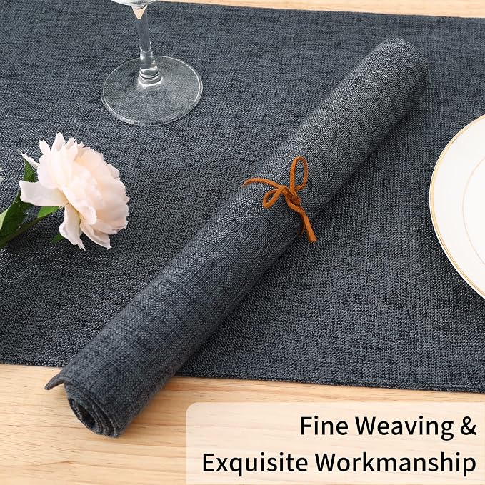 Homaxy Cloths Placemats for Dining Table Set of 4, Charcoal Gray | Heat - Image 6