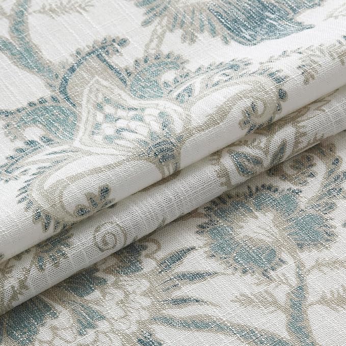 Kayne Studio Blue Grey Jacobean Floral Rod Pocket Semi Sheer Curtains 90" L | - Image 5