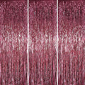 Voircoloria Burgundy Foil Fringe Backdrop Curtains, Birthday Party Decorations by Voircoloria