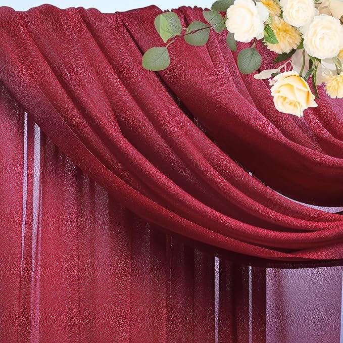 Wedding Arch Draping Fabric Backdrop Drapes 3 Panels, Burgundy | 28.7"x20FT - Image 3