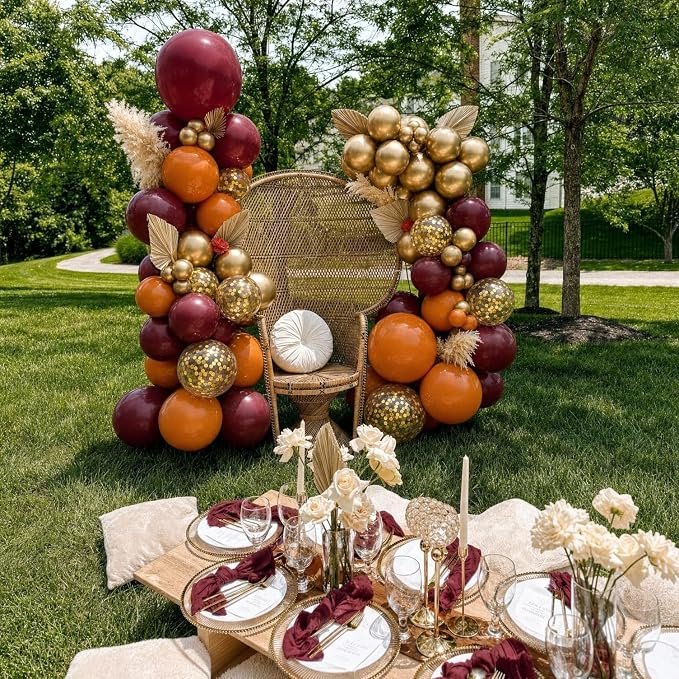 Burgundy Orange Fall Balloons for Autumn Thanksgiving Party Decorations | 60Pcs - Image 5