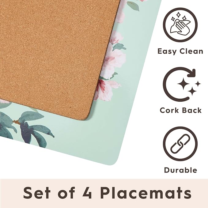 Laura Ashley Cork Placemats, 16 x 12-inch, Blossom Branch | Ideal - Image 3