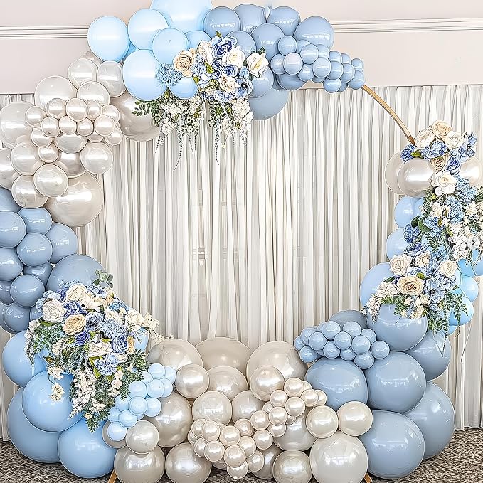 HILAVO Dusty Blue Balloon Arch Kit Fathers Day Retro Slate Light Pastel Blue - Image 3