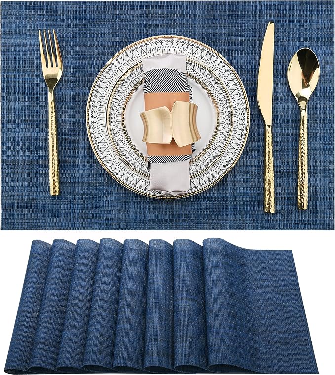 SLKQG Navy Blue Placemats Set of 8 by SLKQG