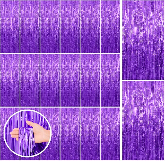20 Pack Purple Backdrop Tinsel Streamers Foil Fringe Backdrop Halloween Party by BOMSI