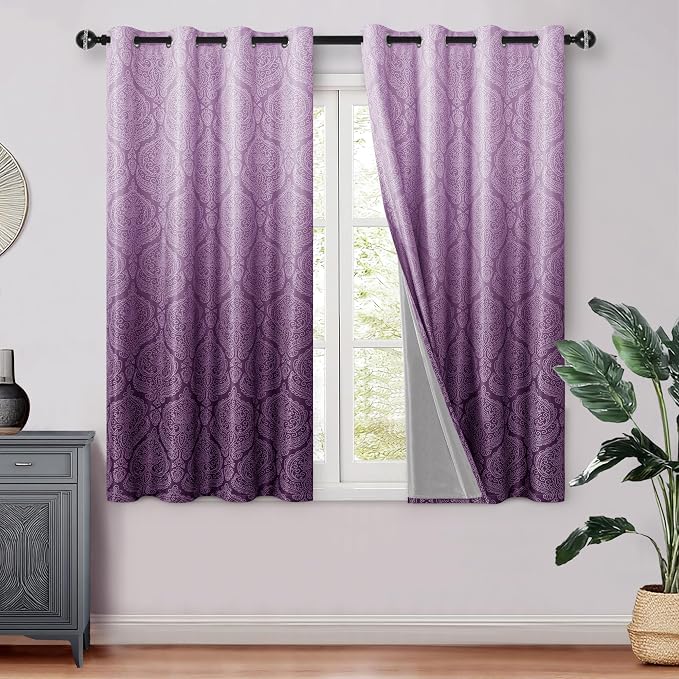 DWCN Purple Blackout Curtains for Bedroom 54 Inch Long by DWCN