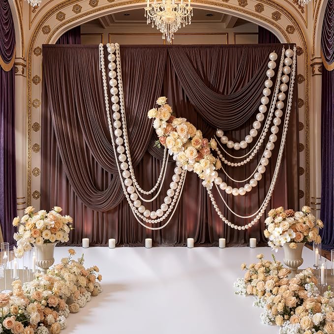 30ft x 10ft Wrinkle Free Brown Backdrop Curtain - Image 3