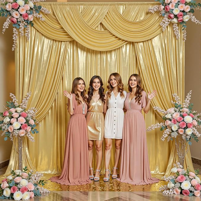 20x10ft Thick Gold Glitter Backdrop Curtain Panels - Image 7