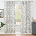 Linen Curtains for Living Room 80 inches Long, Medallion Drapes for Bedroom by LAMIT
