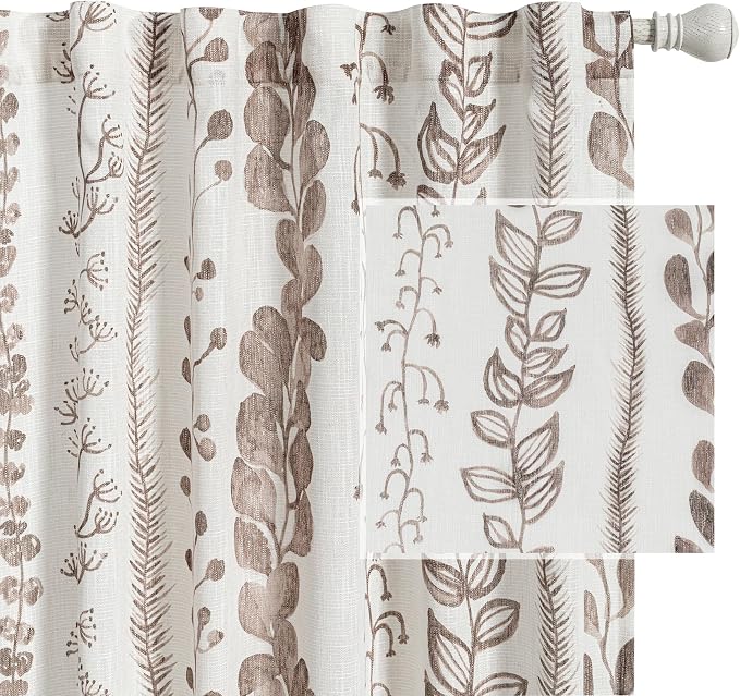 Boho Curtains for Bedroom Linen Style Boho Curtains 84 Inches Long 2 Panels by MEETSKY