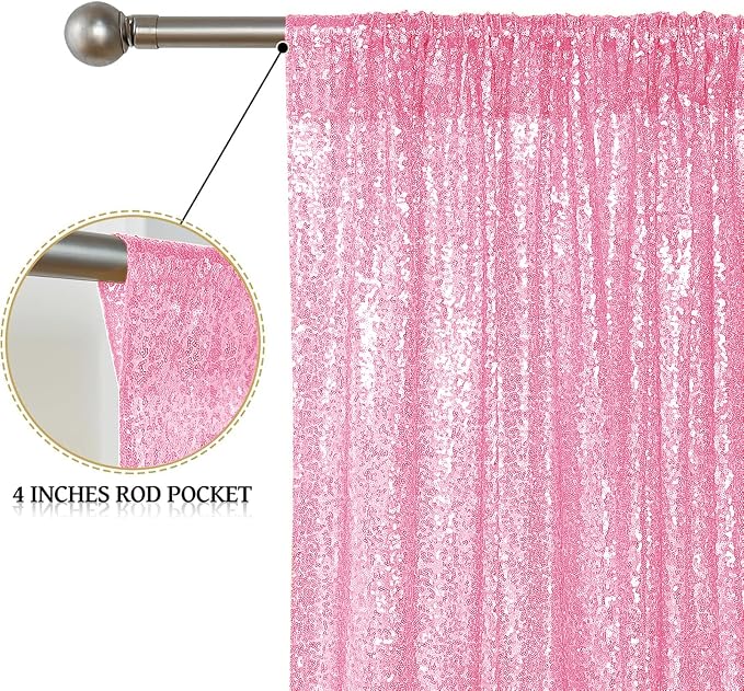 Sugargirl Matte Pink Sequin Backdrop Curtain 8FTx8FT Glitter Matte Pink - Image 5