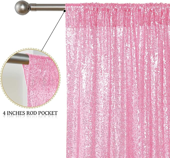 Sugargirl Matte Pink Sequin Backdrop Curtain 4FTx8FT Glitter Matte Pink - Image 6
