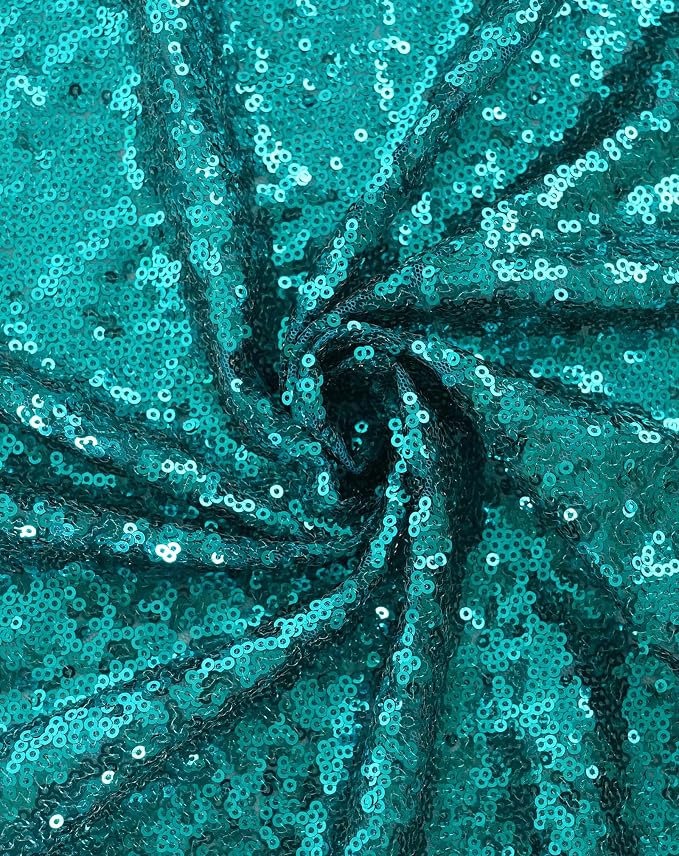 Eternal Beauty Teal Sequin Backdrop Curtains, 2 Panels 2x8FT | 3mm Sparkle - Image 7
