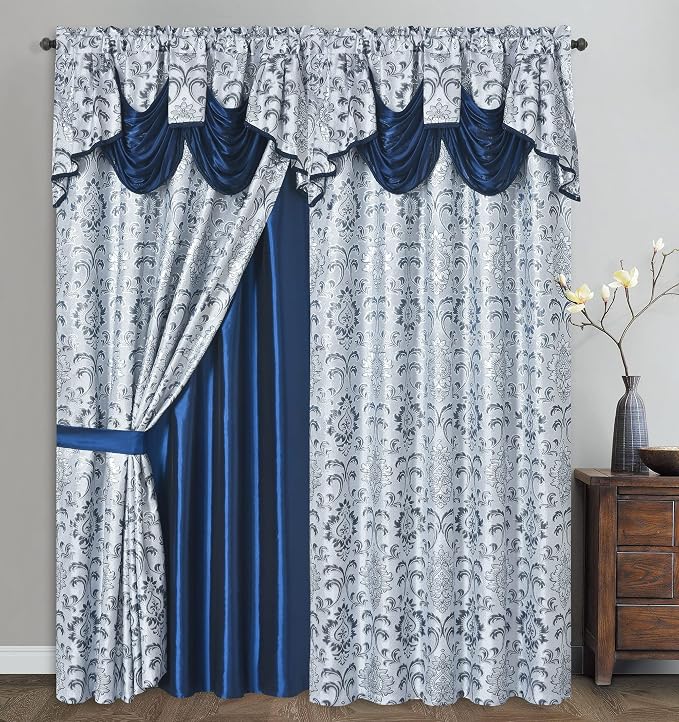 GOHD Samba Star Jacquard Window Curtain 2PC Panels.W54 xL90.Navy Blue - Image 2