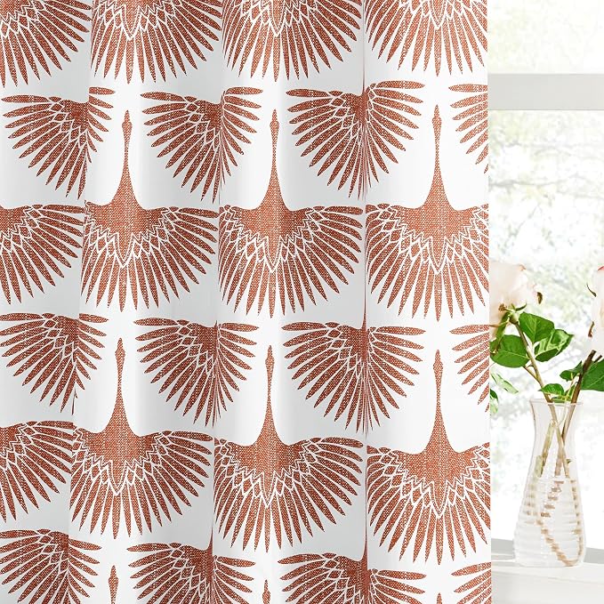 KGORGE Blackout Curtains Bird Pattern Mecca Red 52" x 72" 2 Panels | Privacy - Image 5