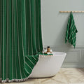 Emerald Green Boho Farmhouse Linen Heavy Duty Shower Curtain, 72x72 | 330GSM by ShowerCurtain