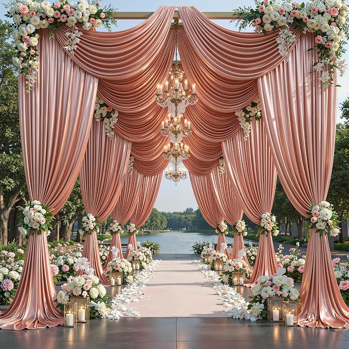 30x10ft Rose Gold Glitter Backdrop Curtain - Image 3
