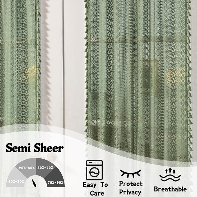 Sutuo Home Olive Green French Door Curtains - Image 4