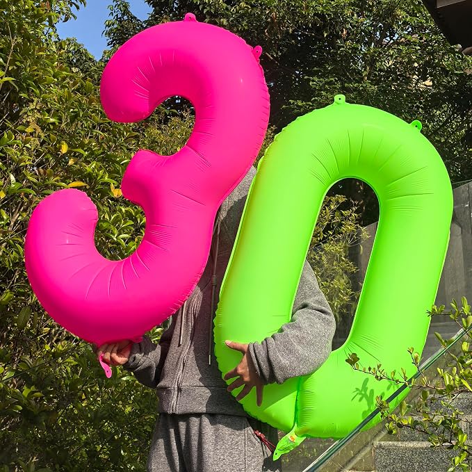 40 in Fluorescent Pink Birthday Balloon Number 4 Pink Fluorescent Number 4 | - Image 4
