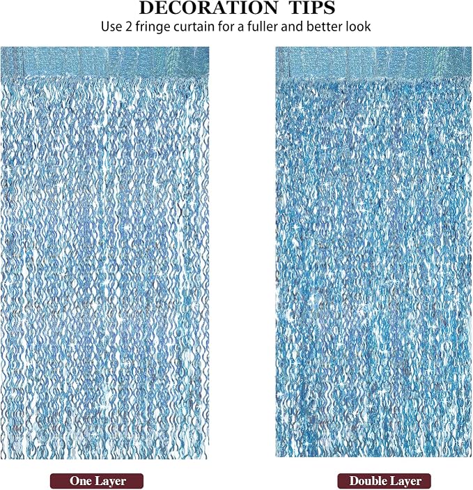 4 Pack Light Blue Party Foil Curtain - Image 5