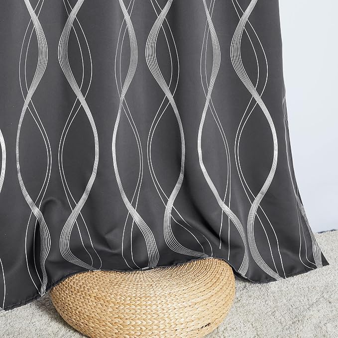 NICETOWN Blackout Curtains for Bedroom, Foil Printed Wave Lines Energy Saving - Image 5