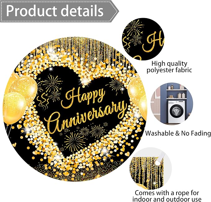 6X4 ft Floral Anniversary Backdrop Banner - Image 7