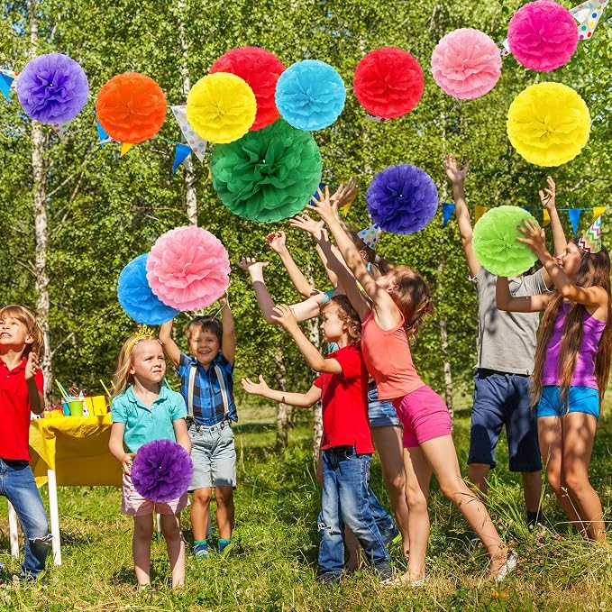 Yeaqee 30 Pcs Multicolor Large Tissue Paper Pom Poms Decorations 14''/ 12''/ - Image 5