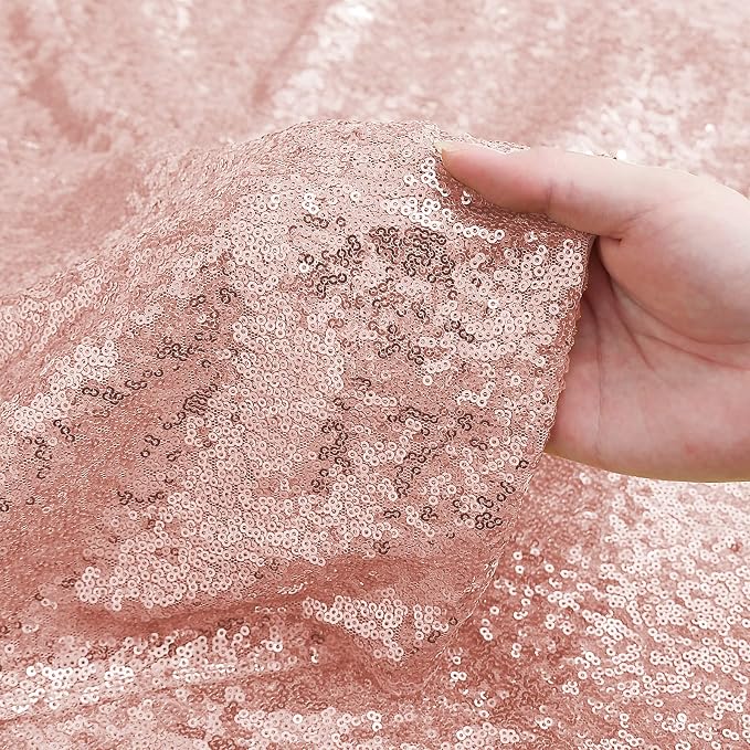 Sugargirl Rose Gold Sequin Backdrop Curtain 4 Panels 2FTx8FT Glitter Rose Gold - Image 6