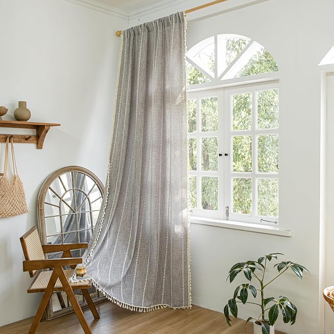 Sutuo Home Boho Curtains for Kitchen Bedroom Dining Room, Linen Farmhouse - Image 5
