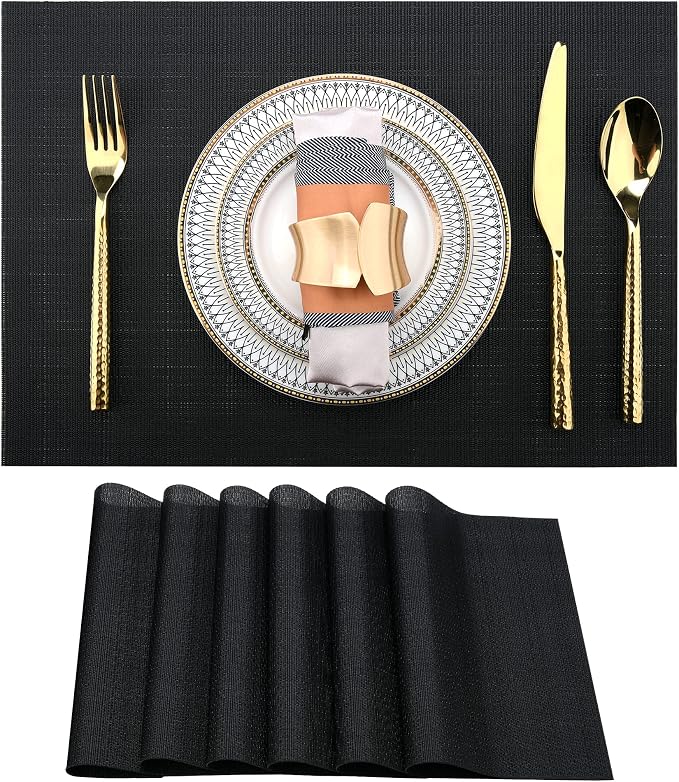SLKQG Black Placemats Set of 6 by SLKQG