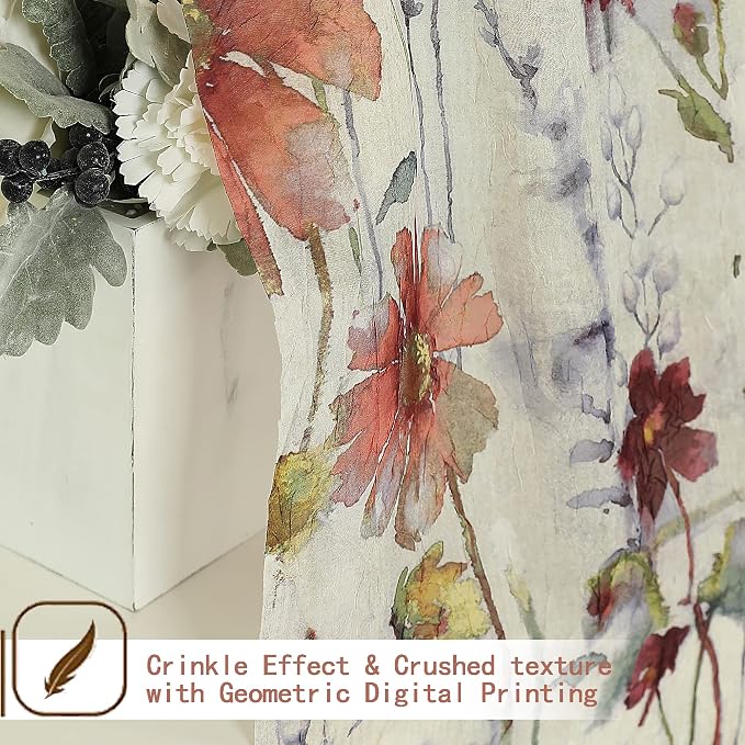 Crushed Sheer Curtains 63 Inches Length 2 Panels Set, Sheer Floral Curtians - Image 4