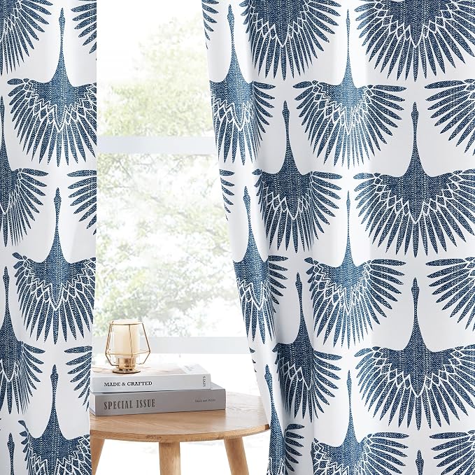 KGORGE Blackout Curtains Geometric Bird Pattern Farmhouse L 72" - Image 7