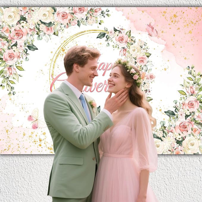 10x6 ft Floral Anniversary Backdrop Banner - Image 3