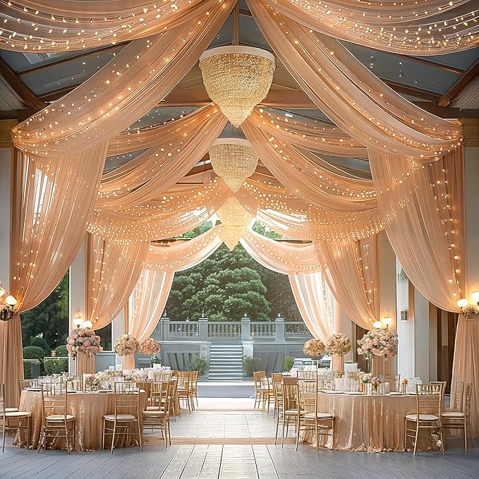 6 Panels Deep Champagne Ceiling Curtains - Image 4