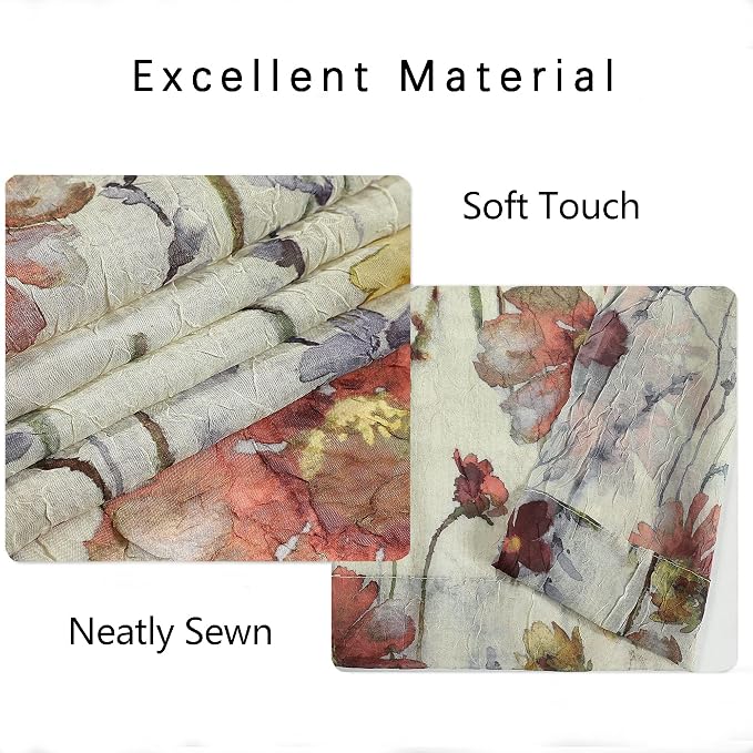 Crushed Sheer Curtains 63 Inches Length 2 Panels Set, Sheer Floral Curtians - Image 6