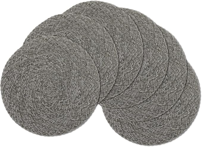 SHACOS Round Braided Placemats Set of 6 Thick Woven Placemats Washable 15 inch - Image 5