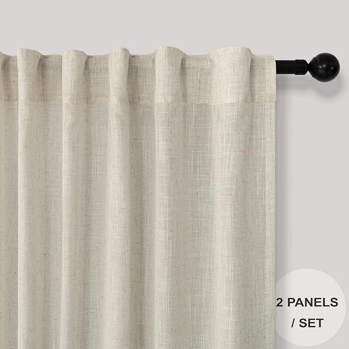 Pitalk Beige Curtains 54 Inch Length - Image 2