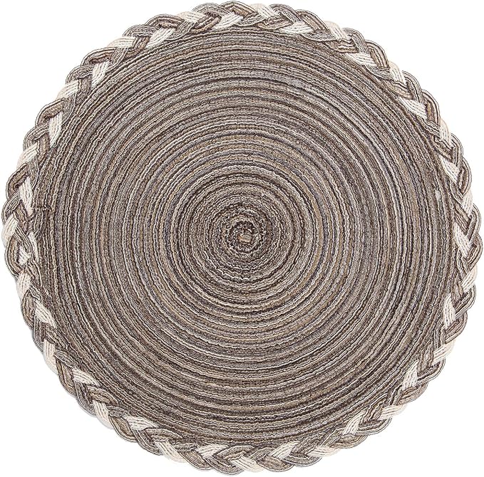 SHACOS Round Placemats Set of 6 Braided Glitter Round Table Placemats 15 inch - Image 7