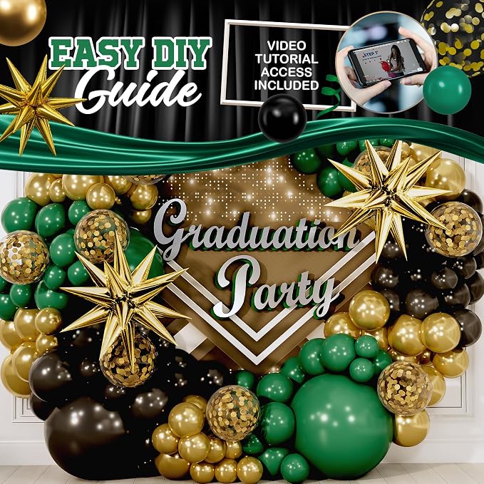 ALL-IN-1 Emerald Green Black Gold Balloons Arch Kit - Image 6
