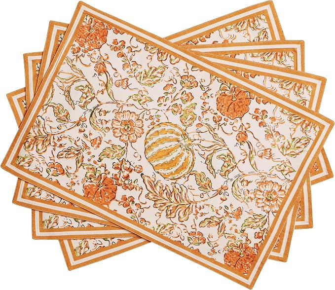 Maison d' Hermine Placemats Set of 4 Reusable 100% Cotton | Cloth Place Mats by MaisondHermine