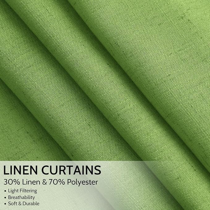 Lime Green Curtains 63 Inches Long 2 Panel Sets - Image 2