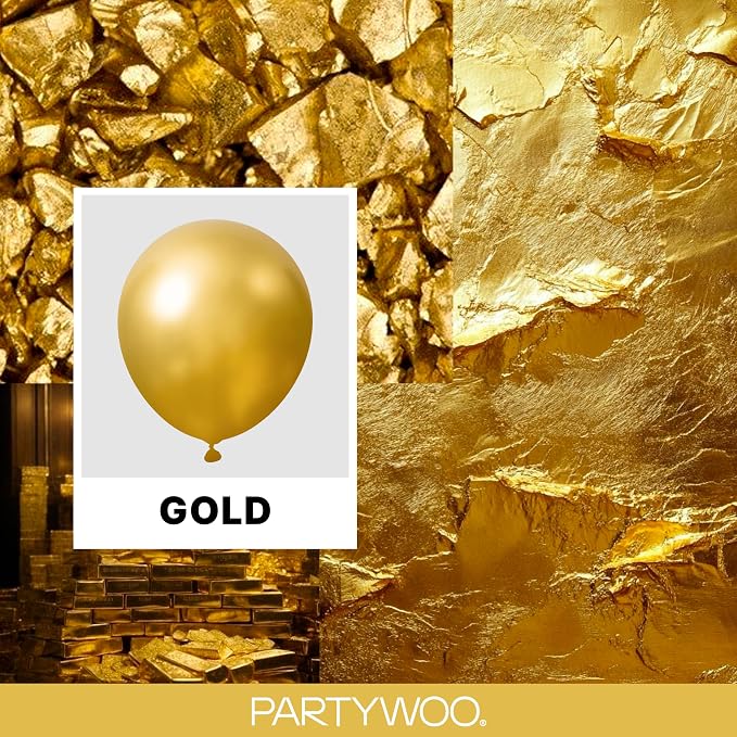 PartyWoo Gold Balloons 140pcs Different Sizes of 18 12 10 5 Inch | Balloons - Image 2